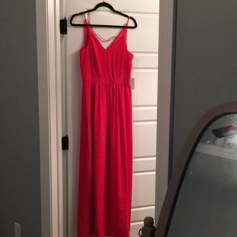 Long coral/salmon spring dress